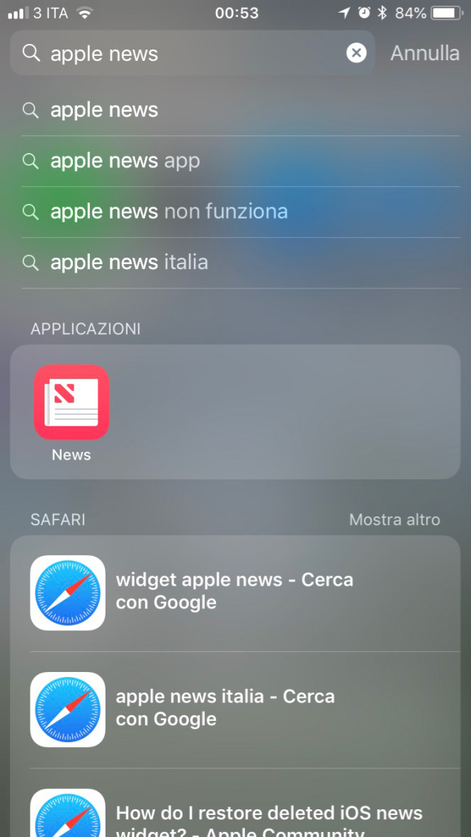 Ripristinare il Widget Apple News su iPhone